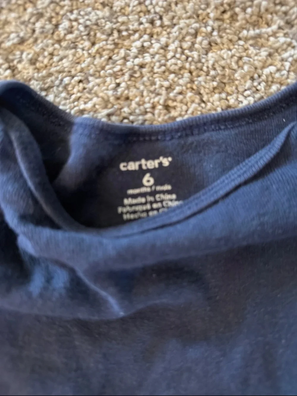 Navy Baby Bodysuit and Patterned Pants Set - Size 6 months